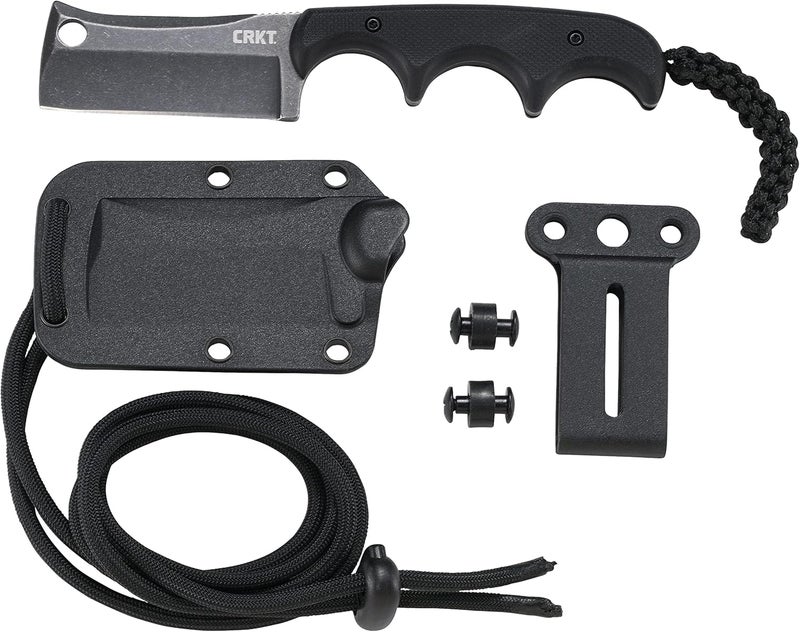 CRKT Minimalist Cleaver Outdoor Survival Fixed Blade Knife with Sheath: Stainless Steel Plain Edge Blade, G10 Handle, 2383K - Image 3